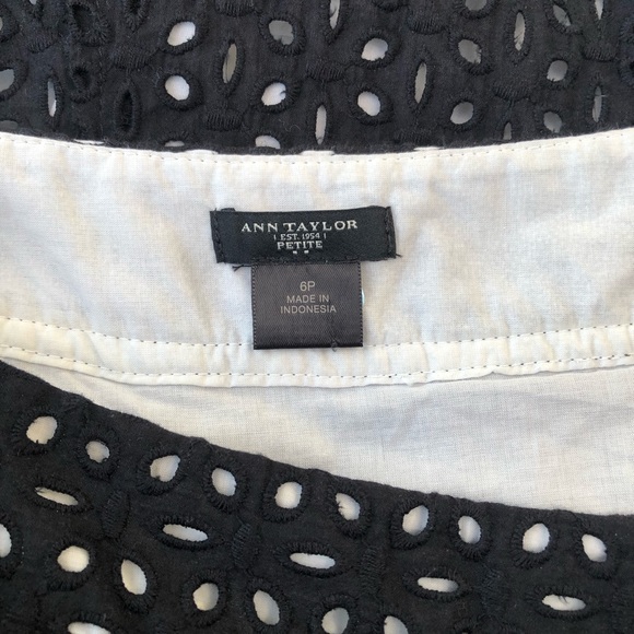 Ann Taylor Petite Skirt Size 6P Black Eyelet Midi Skirt A Line - Picture 8 of 11
